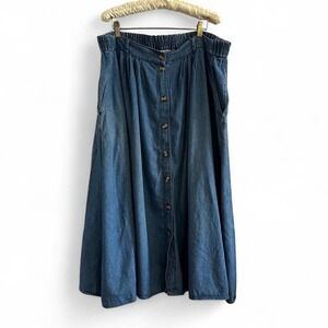 Vintage denim button down skirt